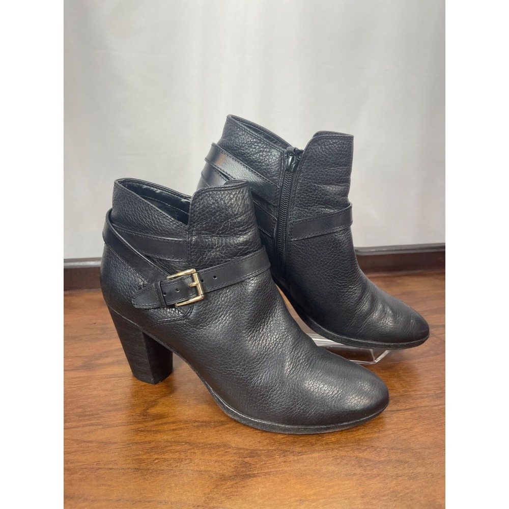 Cole Haan Grand OS Bootie Sz 8 Black Leather Hayes Block Heel Boot Ankle W05182 - Picture 2 of 16